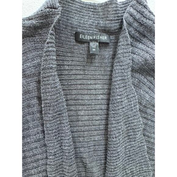 "EILEEN FISHER" Open Front Sleeveless Cardigan Vest 100% Wool Sweater Shawl Warm - Picture 5 of 9